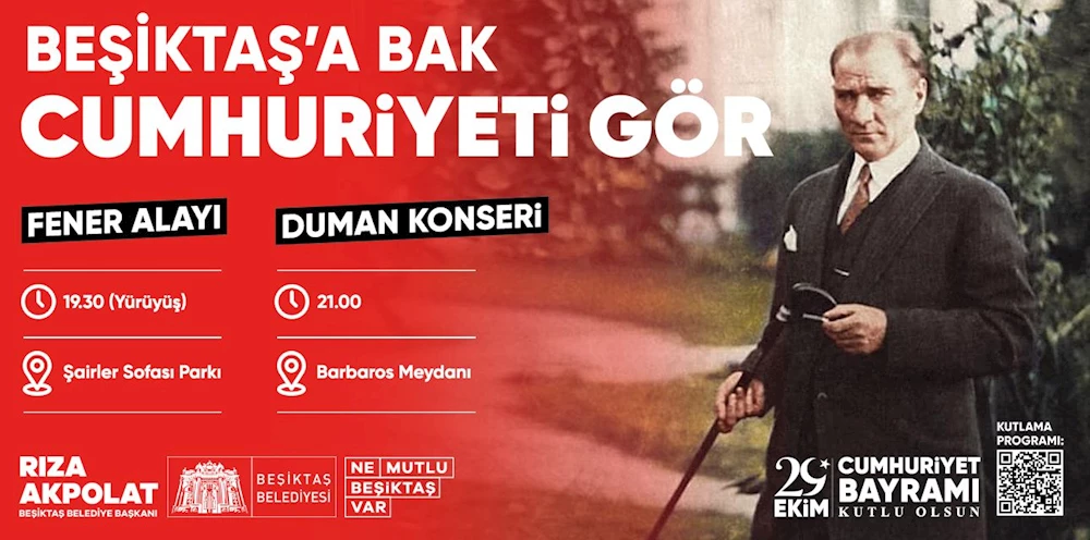 Beşiktaş Belediyesi, 29 Ekim Cumhuriyet Bayramı’nın 99. Yıl dönümünü