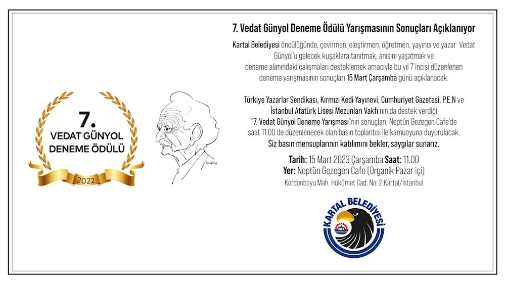 7. Vedat Günyol Deneme Ödülü Yarışmasının Sonuçları Açıklanıyor